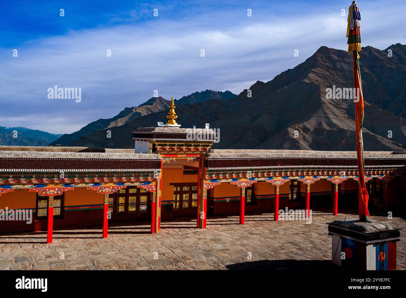 Monastère Matho du 14ème siècle, célèbre pour son Oracle Nagrang Festival où la danse masquée et les prédictions de l'avenir sont faites par Rongstans ou Oracles. Banque D'Images