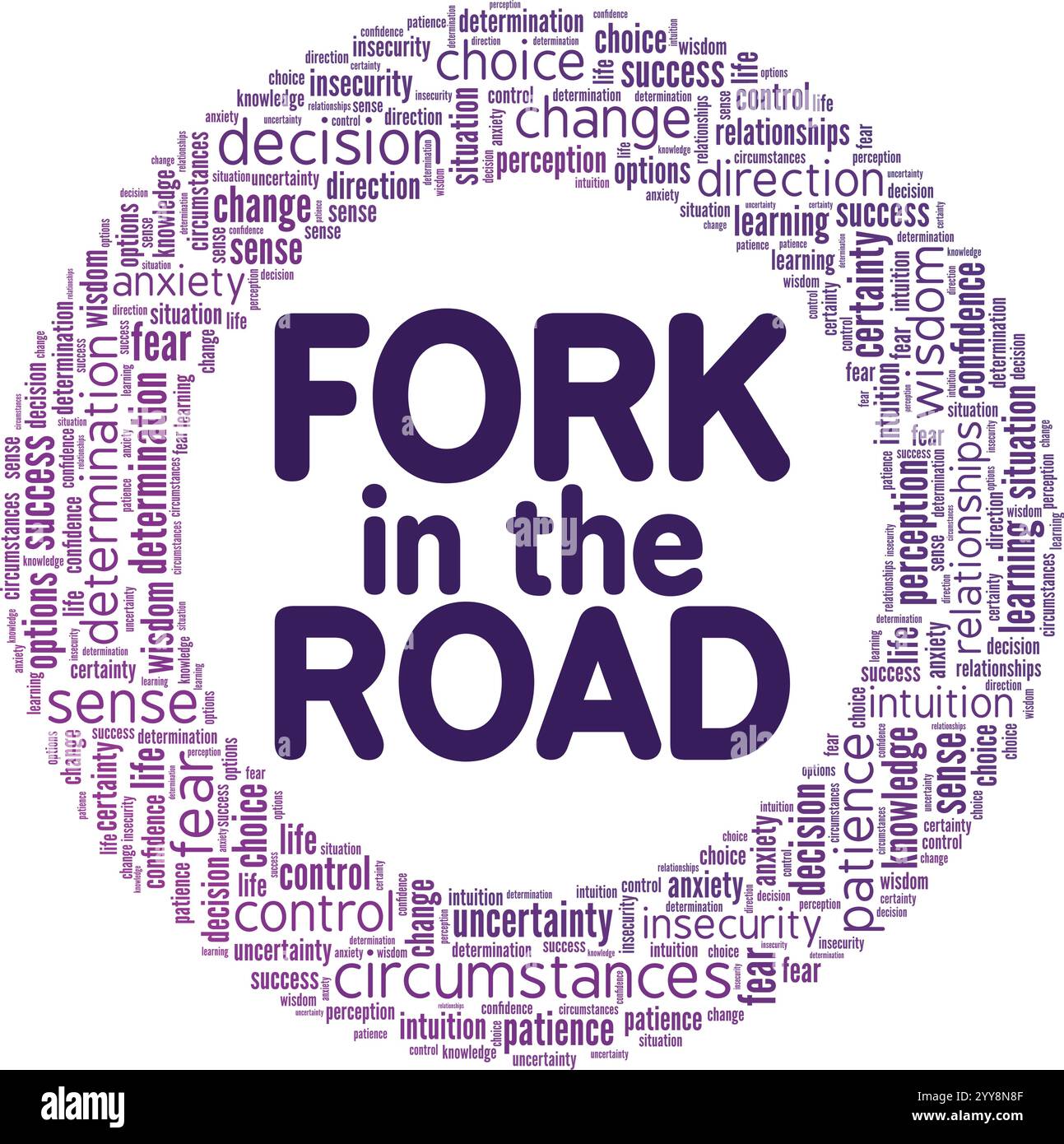 Fork in the Road Word Cloud conception conceptuelle isolée sur fond blanc. Illustration de Vecteur