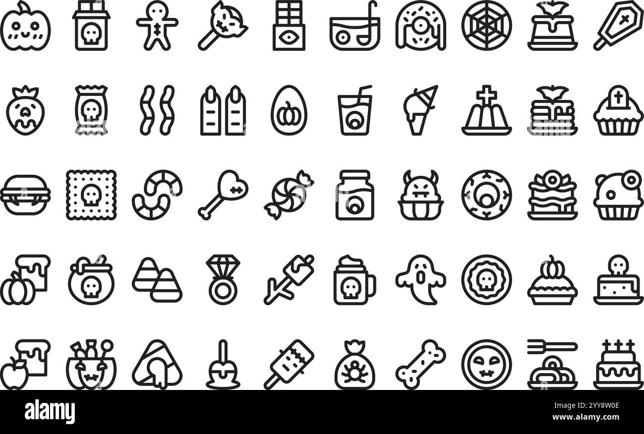Halloween Meals  ICONS Collection d'icônes vectorielles de haute qualité avec trait modifiable. Idéal pour les projets professionnels et créatifs. Illustration de Vecteur