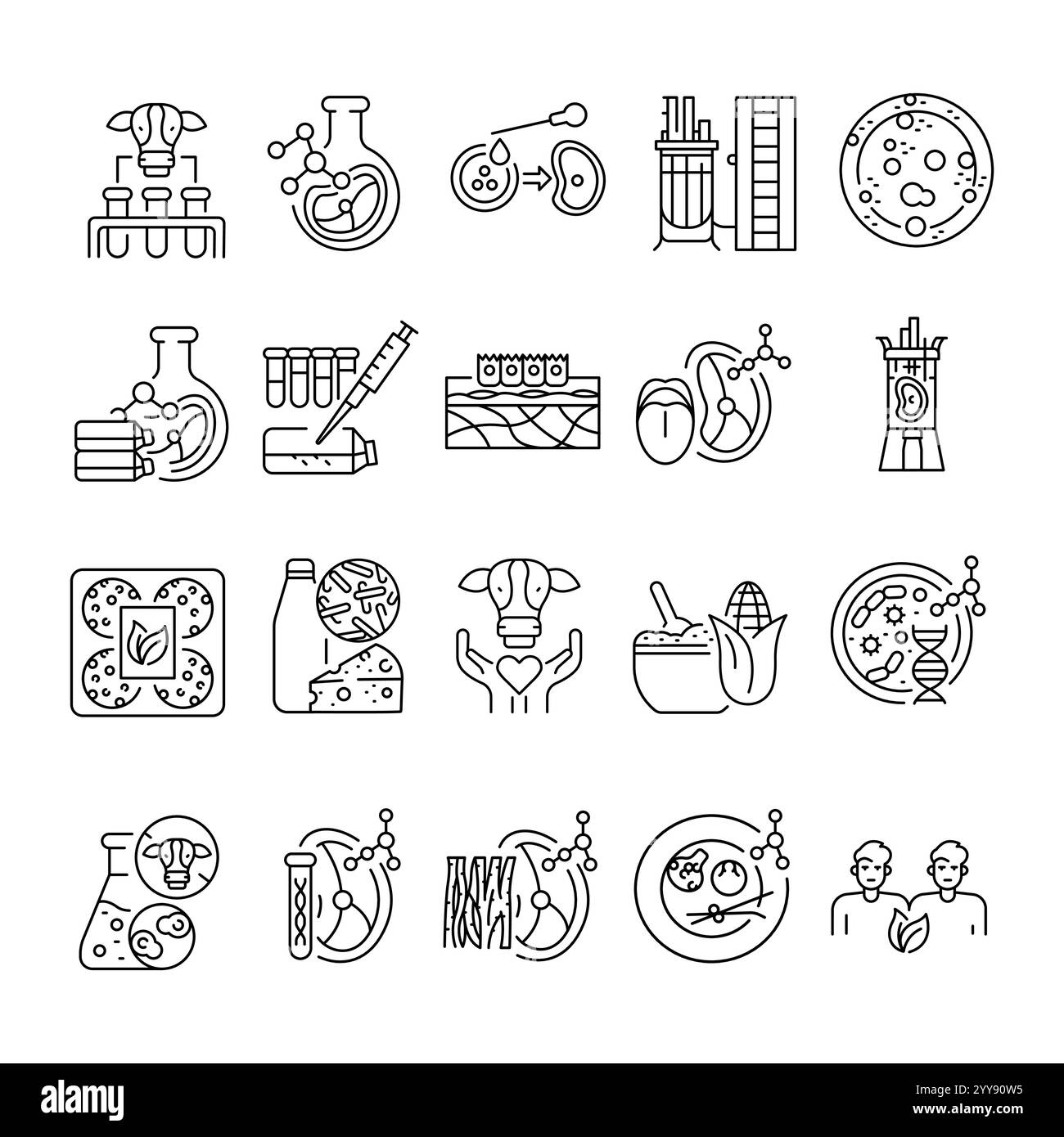 Icône de ligne noire de production cellulaire. Elément isolé par vecteur. Contour modifiable. Illustration de Vecteur