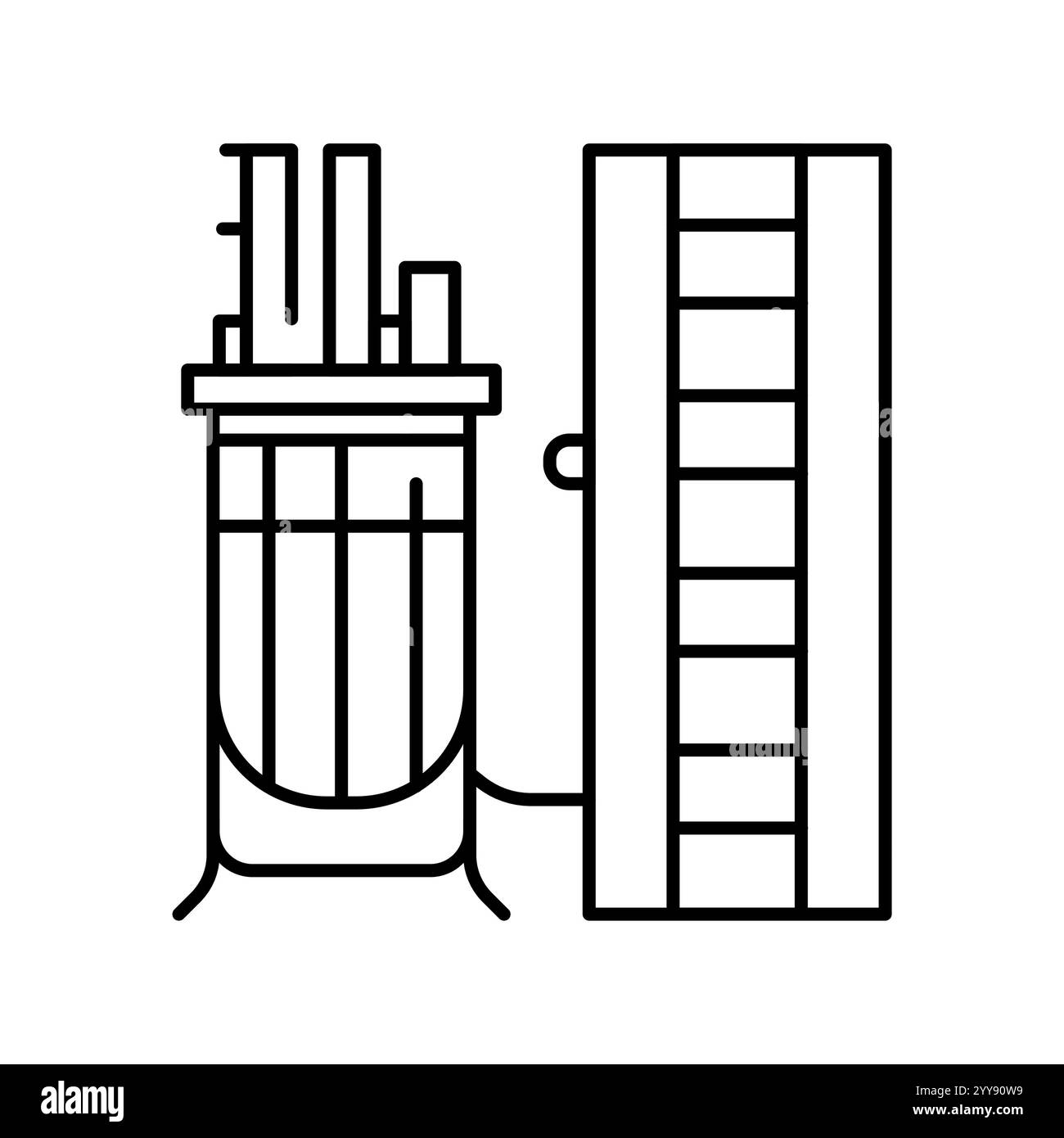 Icône de ligne noire du bioréacteur. Elément isolé par vecteur. Contour modifiable. Illustration de Vecteur
