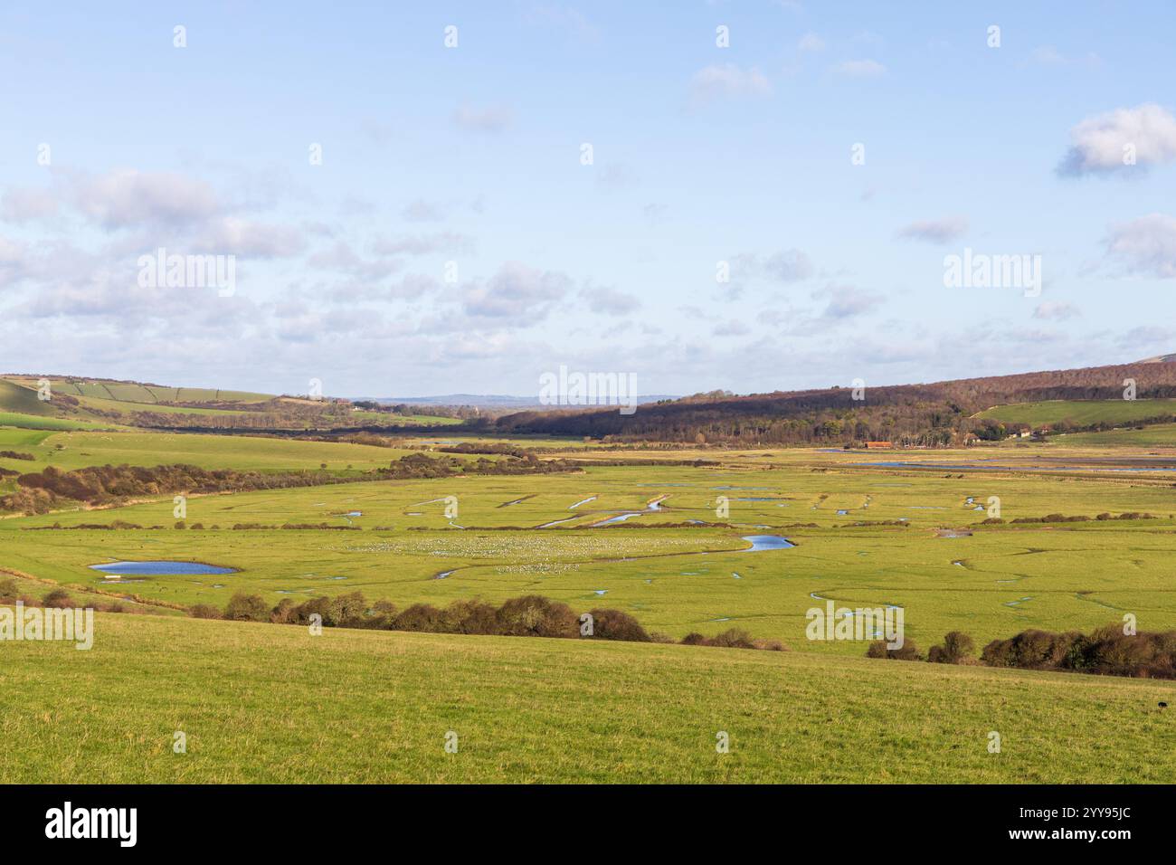 Vue sur la vallée de Cuckmere dans l'est du Sussex, Royaume-Uni Banque D'Images
