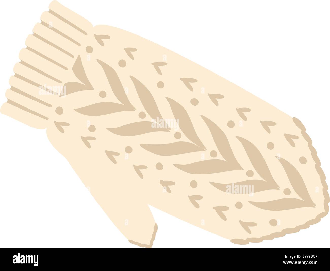 Moufles chaudes en tricot avec un motif de feuilles délicat, offrant confort et style pendant les froides journées d'hiver, parfaites pour garder les mains au chaud et à l'abri des intempéries Illustration de Vecteur