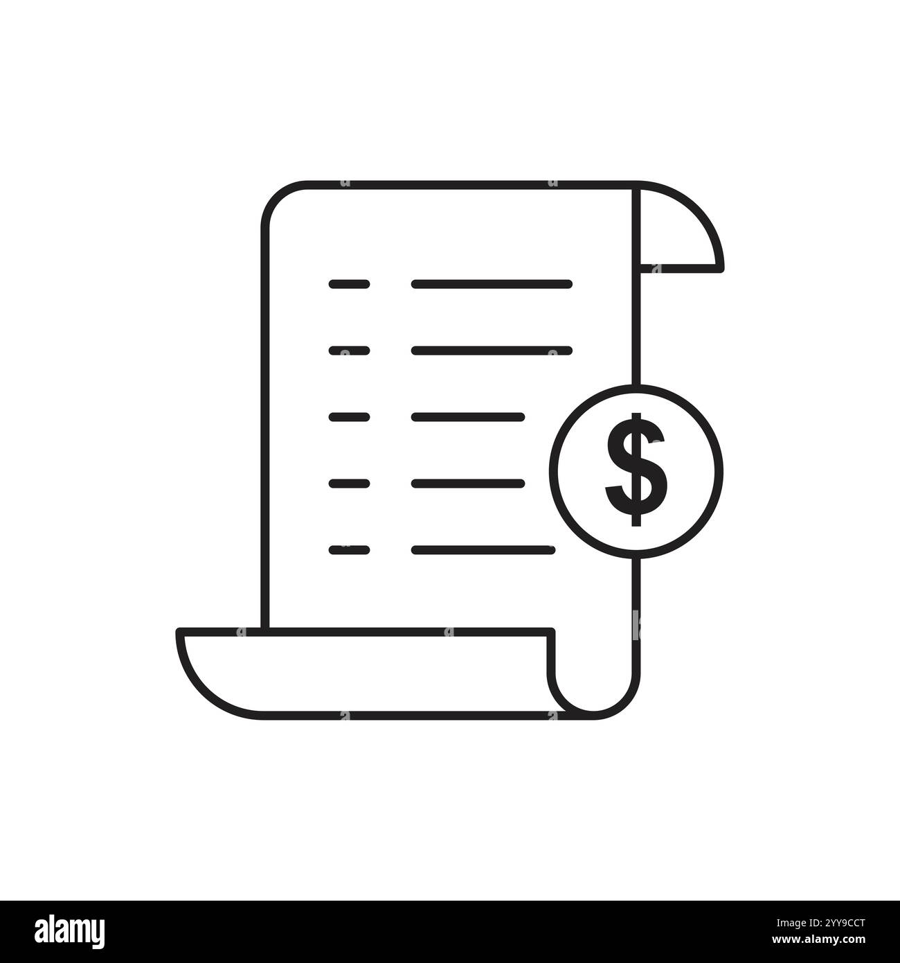 Icône de ligne de facture. Paiement et facture. Concept de symbole de commande. Motif d'affichage fiscal. Icône de document de banque de papier. Icône de facture vectorielle Illustration de Vecteur