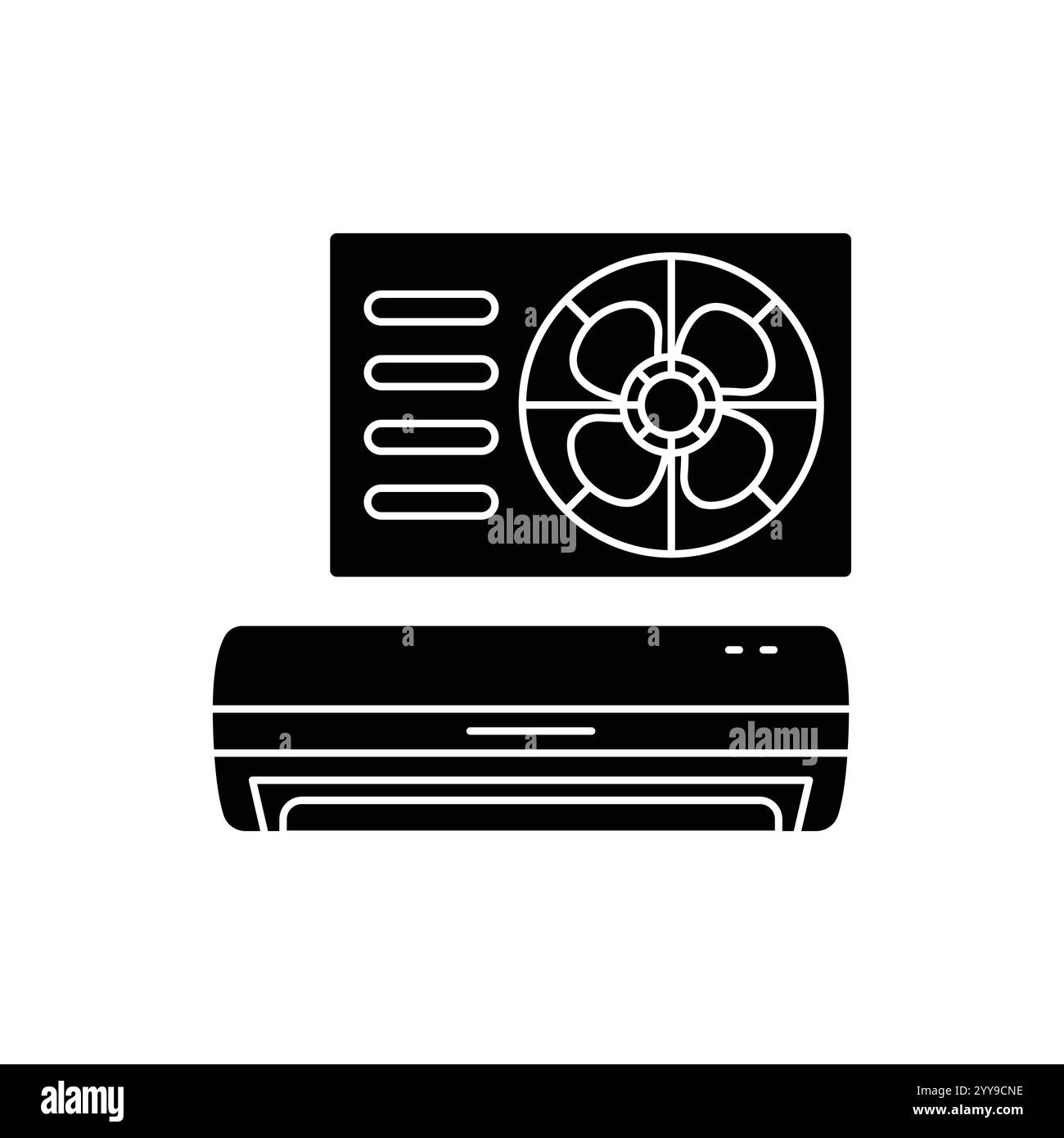 Type de fractionnement de l'icône CA. Climatisation. HVAC pour la maison. EQUIPEMENT de circulation d'air. Qualité de l'air intérieur. Illustration vectorielle isolée. lin simple rempli Illustration de Vecteur