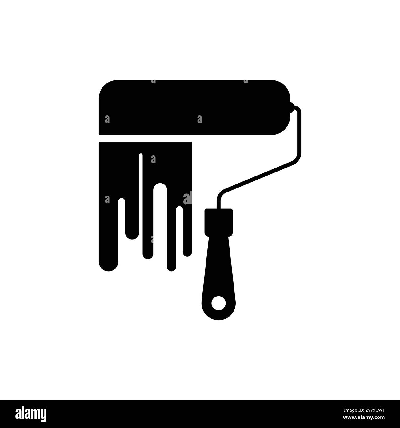 Rouleau avec icône gouttes de peinture. Vecteur sur fond blanc isolé. Illustration de Vecteur