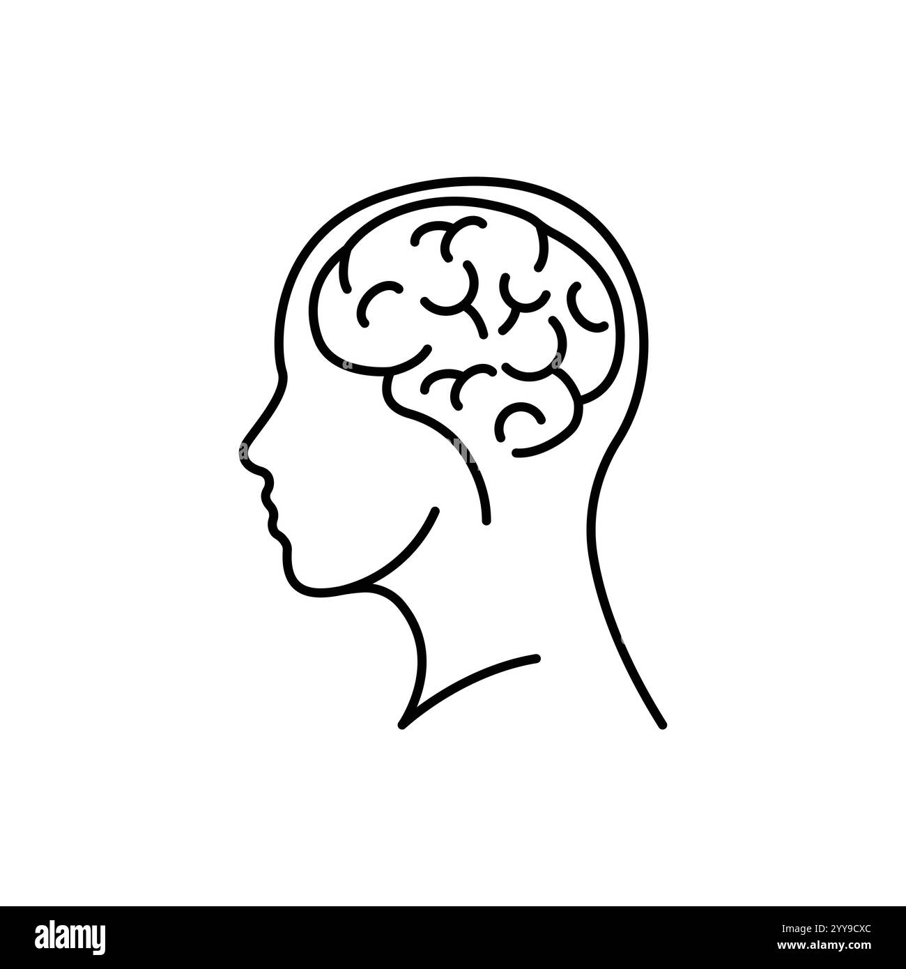 Icône de cerveau humain dans le style de ligne. Pour votre conception, logo. Illustration vectorielle. Contour modifiable. Illustration de Vecteur