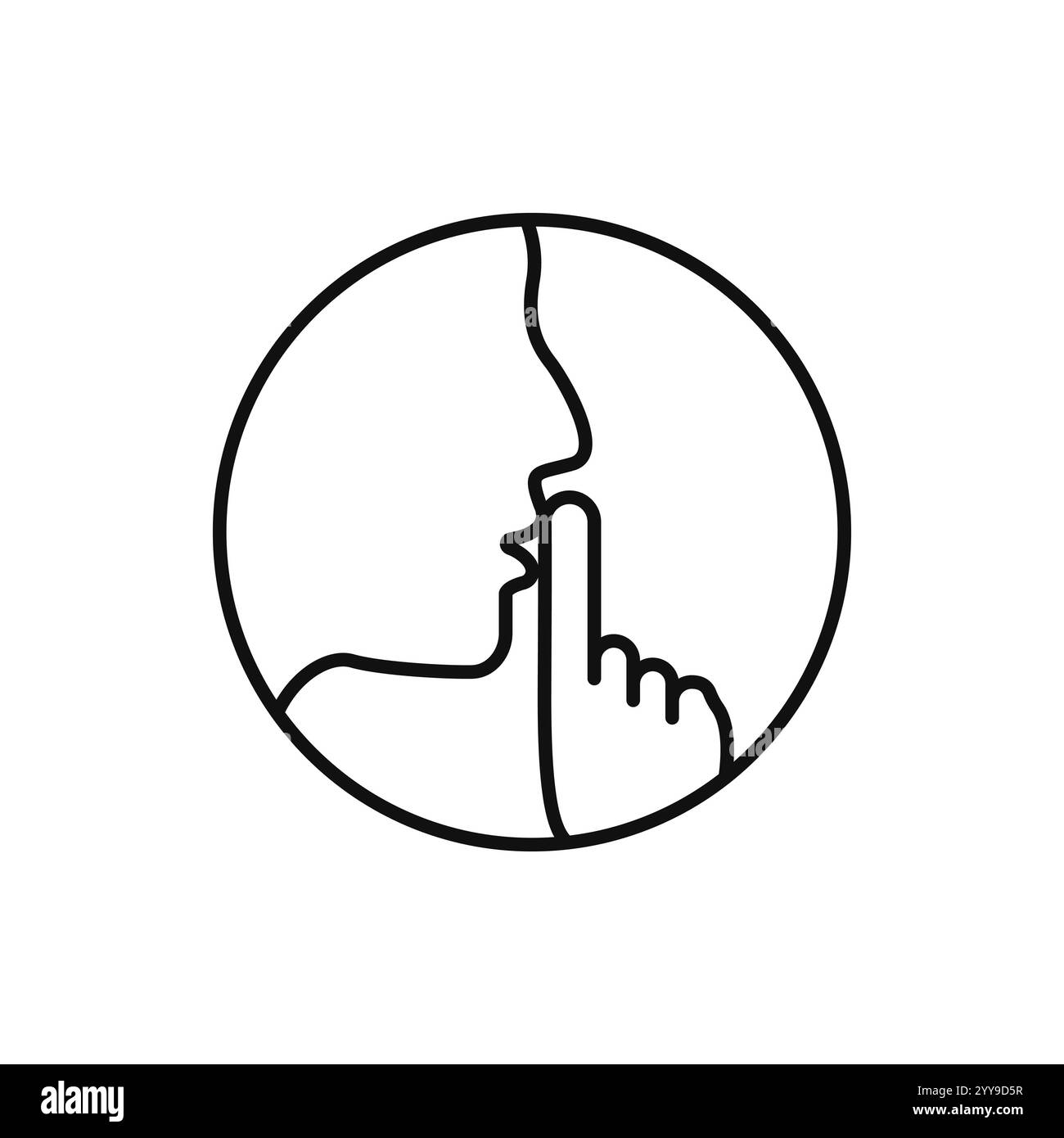 ne pas déranger l'icône, s'il vous plaît faire le silence, pssst ou shhh geste lèvres, silence ou secret, garder la bouche fermée, symbole de ligne sur fond blanc - strok modifiable Illustration de Vecteur