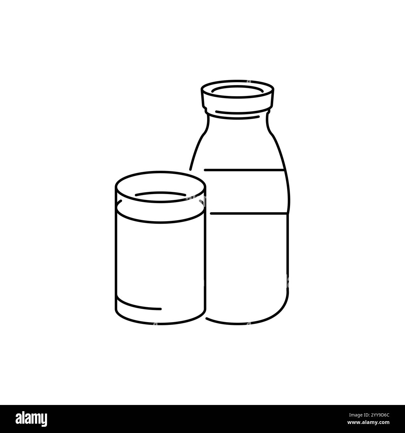Bouteille de lait avec vecteur d'icône linéaire simple en verre. Illustration de Vecteur