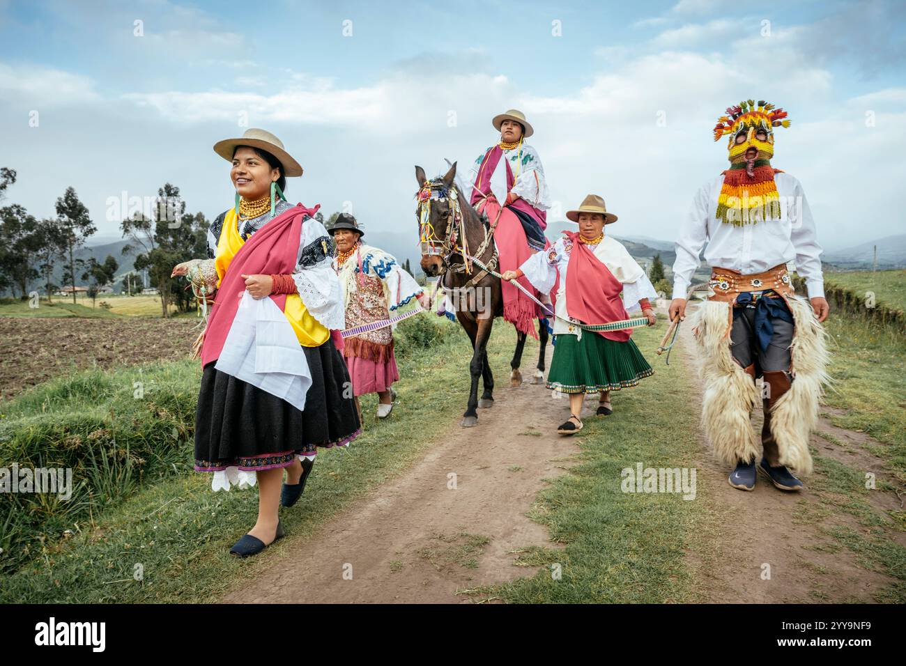 Fête de la lumière (festival Inti raymi) Communauté Cochas, Angochagua Parochia, province d'Imbabura, Équateur Banque D'Images