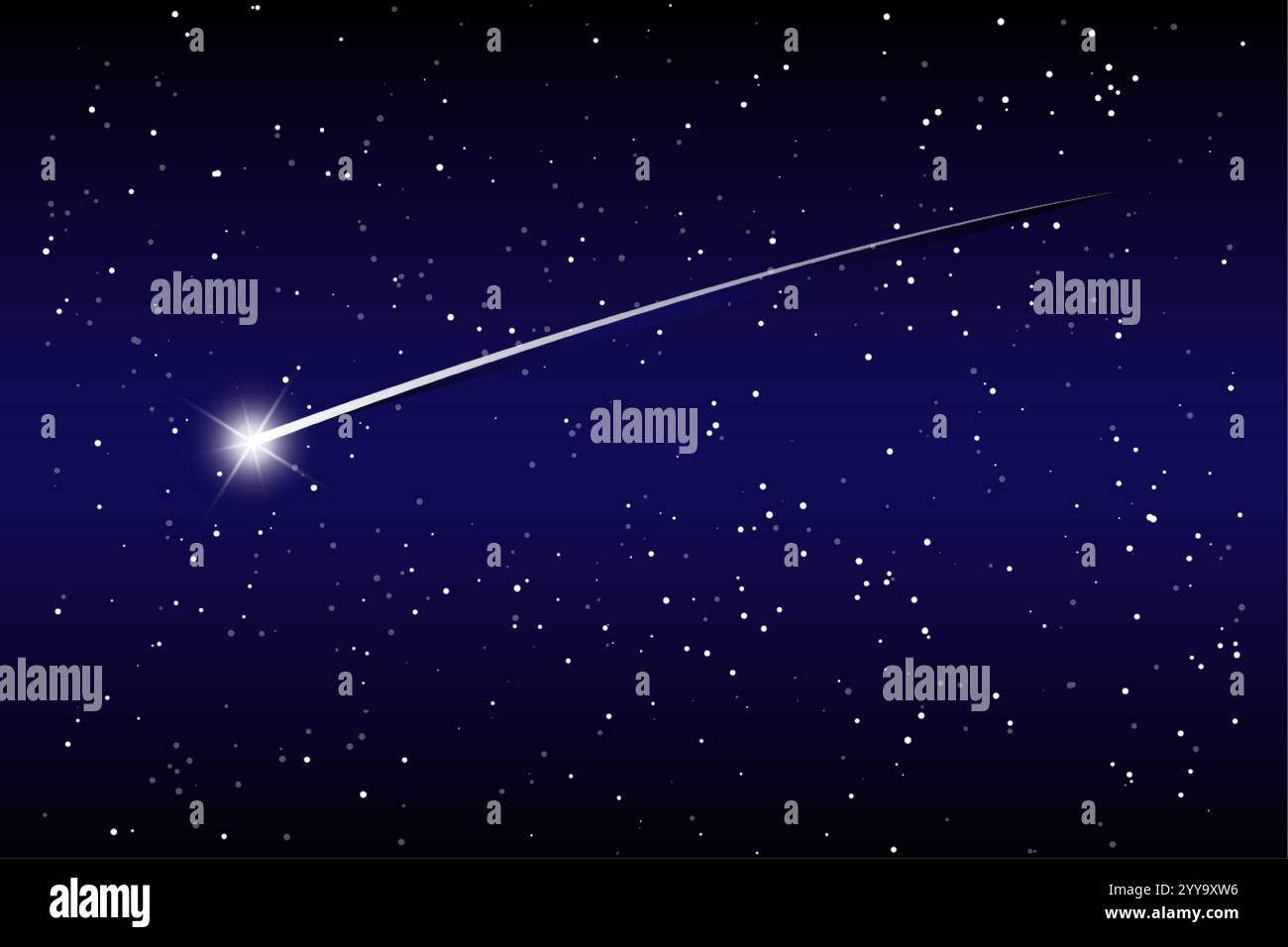 Fond d'étoile filante contre ciel étoilé bleu foncé. Queue de comète brillante, mouches de comète brillantes dans l'espace. illustration vectorielle Illustration de Vecteur