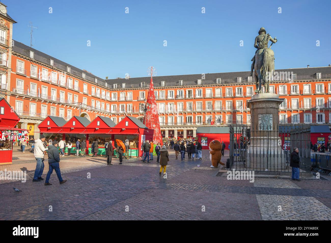 Plaza Mayor, marché de Noël, saison des fêtes, Madrid, Espagne, décembre 2024 Banque D'Images