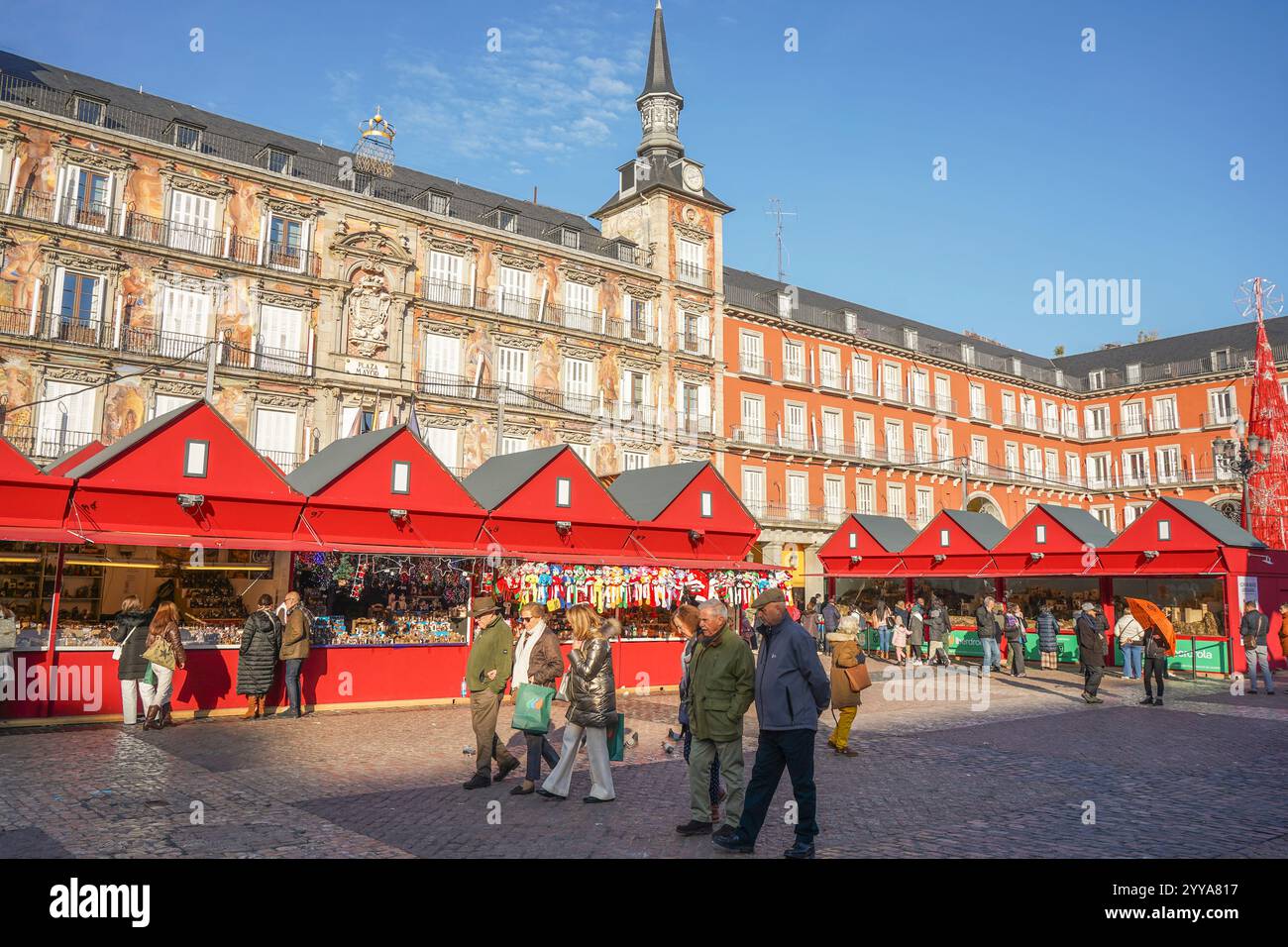 Plaza Mayor, marché de Noël, saison des fêtes, Madrid, Espagne, décembre 2024 Banque D'Images