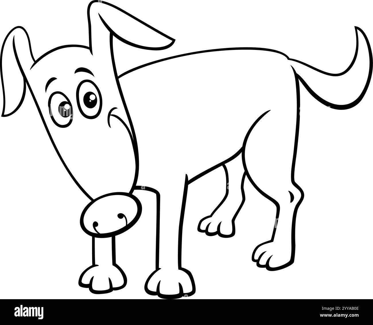 Illustration de dessin animé de chien heureux ou chiot animal personnage coloriage Illustration de Vecteur