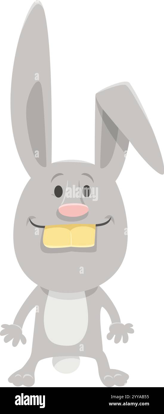 Illustration de dessin animé de lapin gris drôle ou caractère animal lapin Illustration de Vecteur