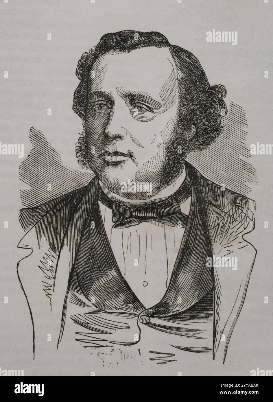 Ernest Picard (Louis Joseph Ernest Picard) (1821-1877). Politicien français. Portrait. Gravure, 1870. Banque D'Images