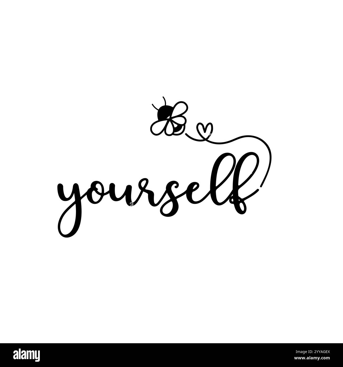 Bee Yourself citation inspirante avec abeille volante. Conception vectorielle de t-shirt Illustration de Vecteur