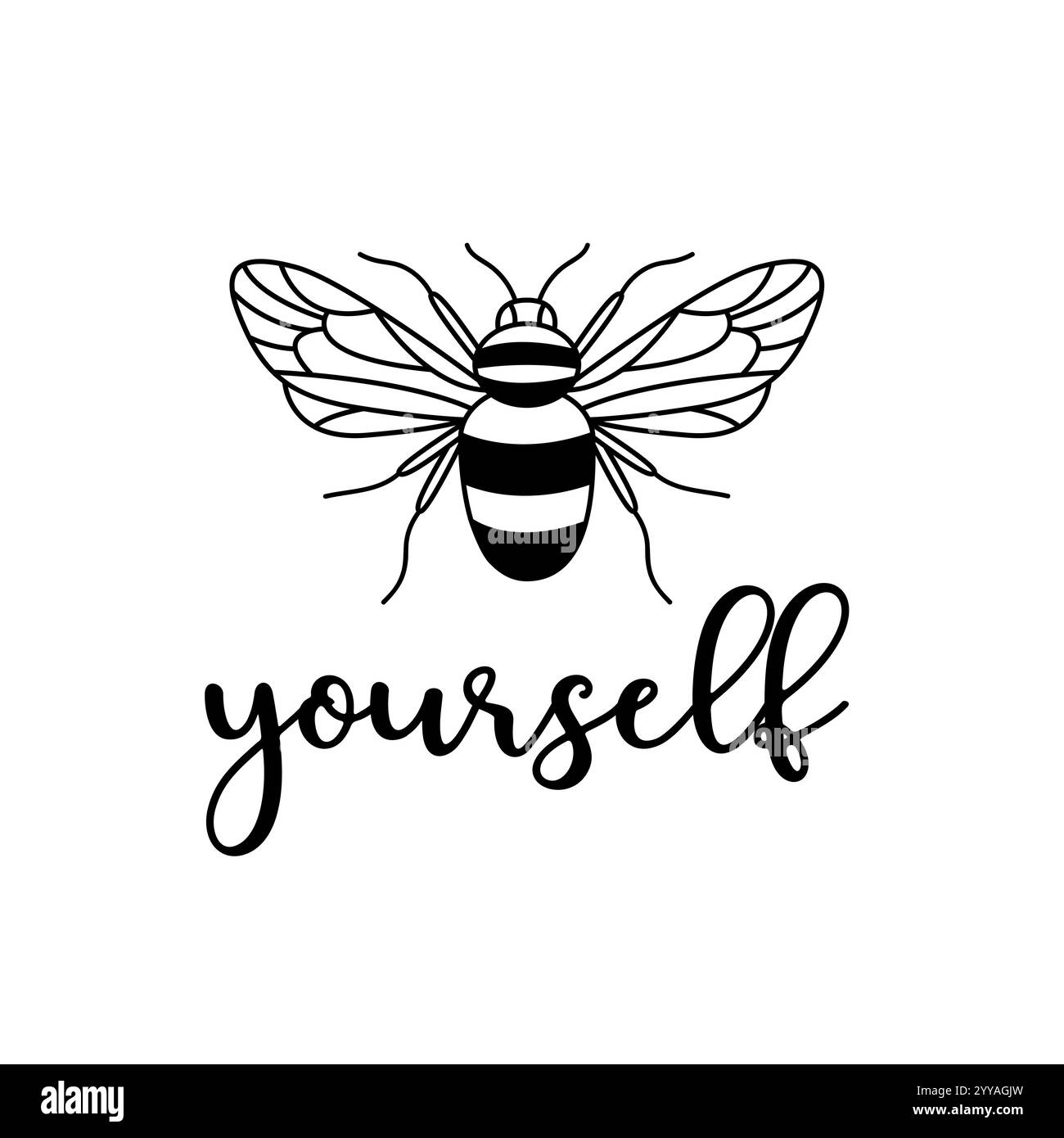 Bee Yourself citation inspirante avec abeille volante. Conception vectorielle de t-shirt Illustration de Vecteur