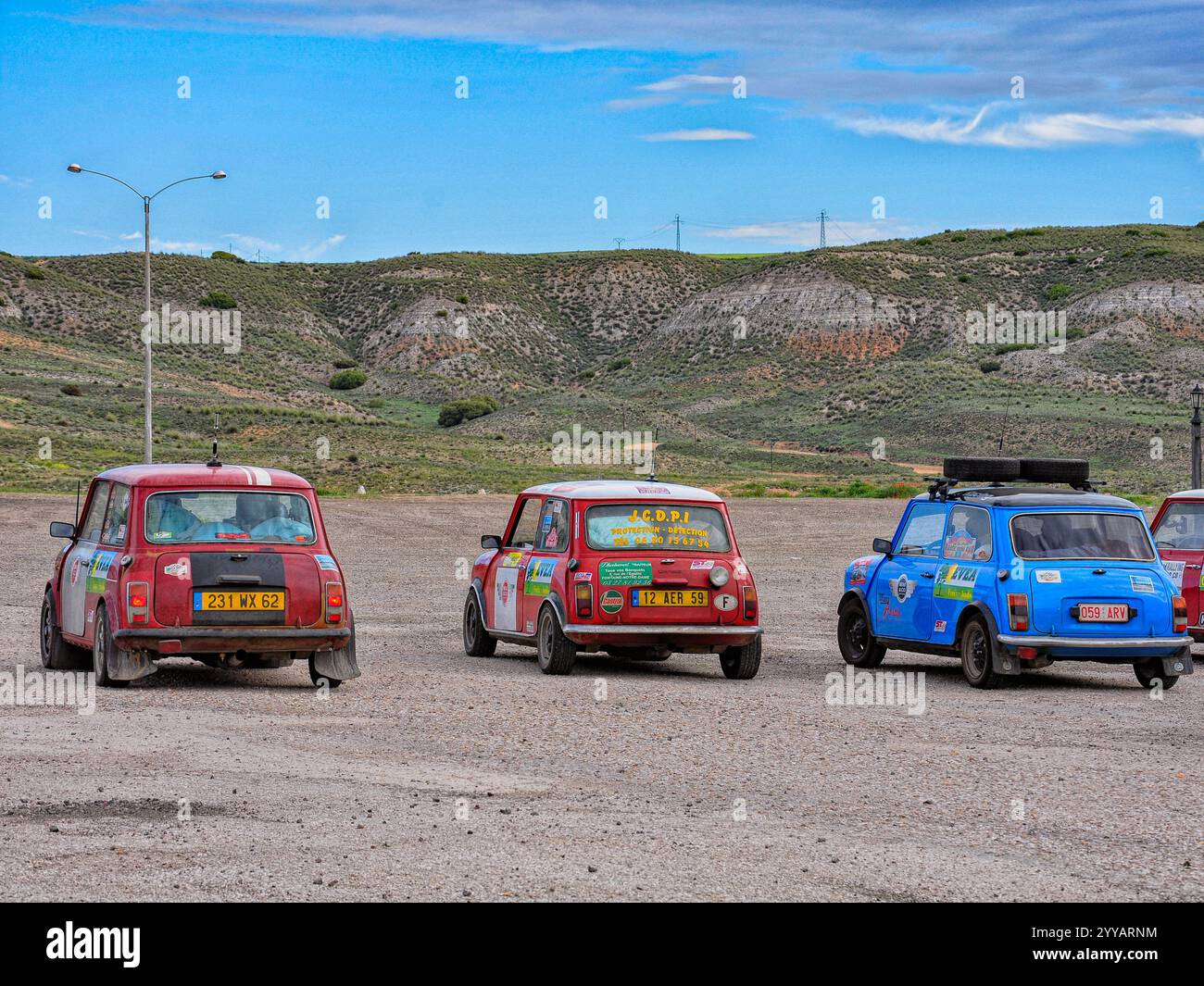 Sport automobile : 2010 Mini voitures prêtes à participer à des courses de rallye en Espagne Banque D'Images