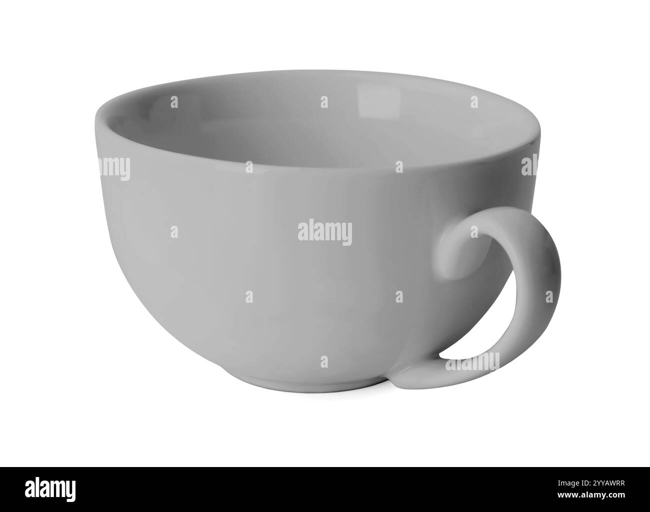 Tasse grise vierge isolée sur blanc. Maquette pour le design Banque D'Images