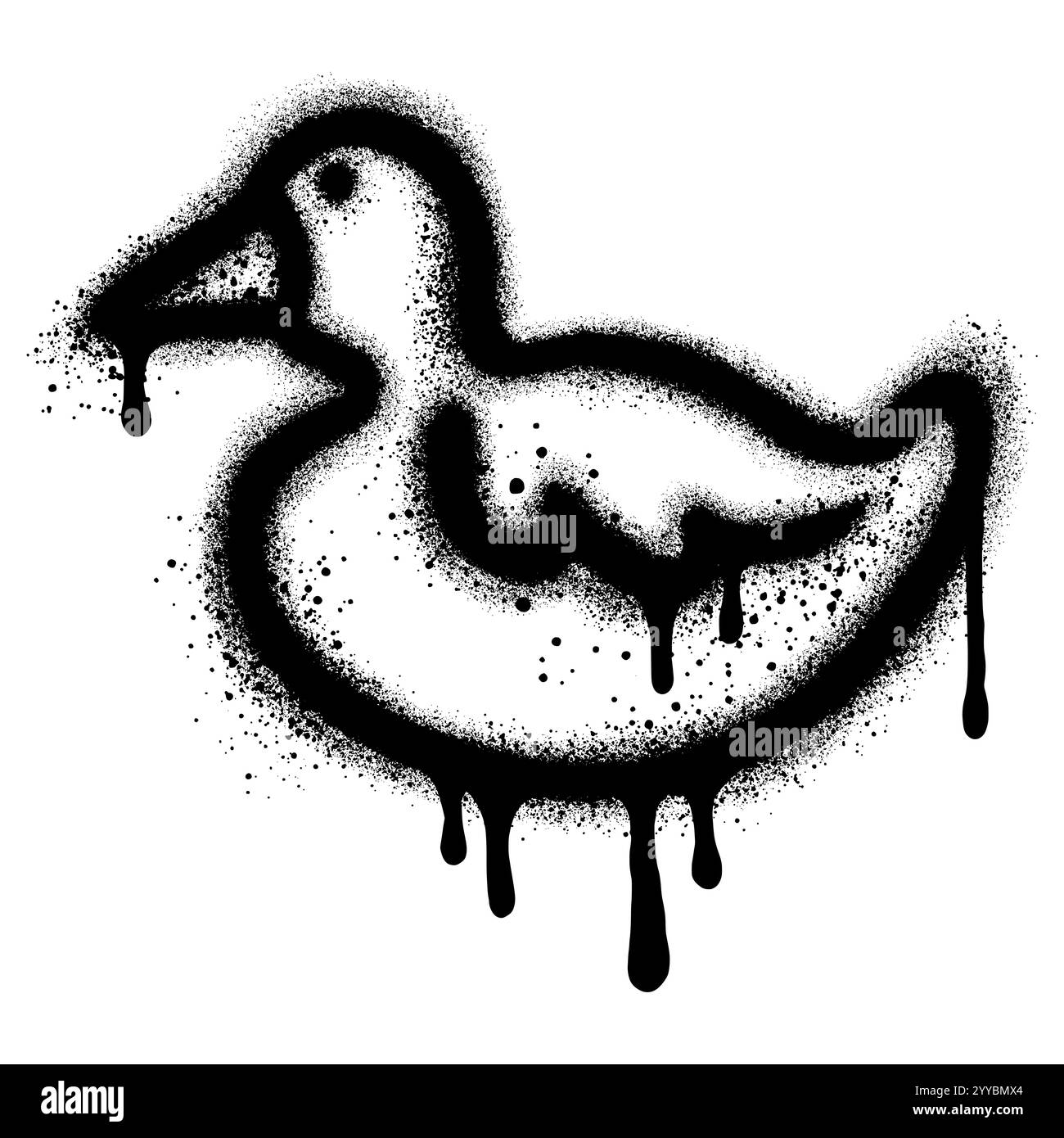 Graffiti de canard en caoutchouc avec peinture noire en aérosol. illustration vectorielle. Illustration de Vecteur