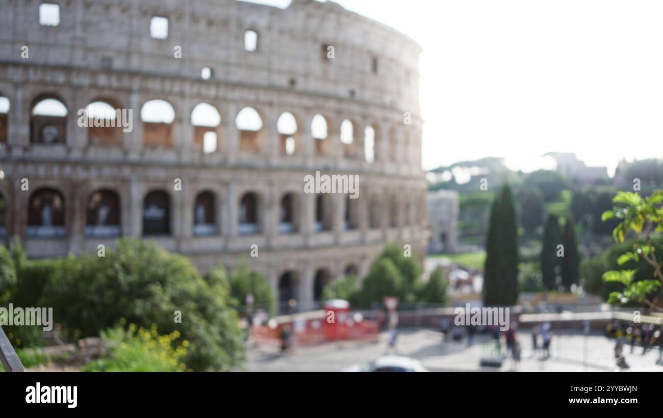 Colisée de rome avec un premier plan flou et un arrière-plan flou ...