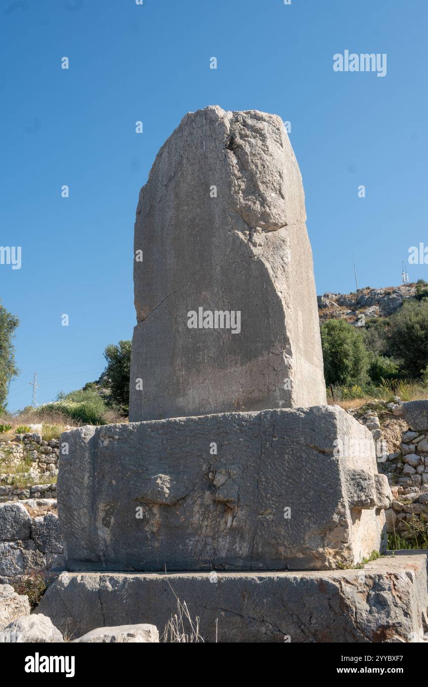gros plan d'un monument en pierre antique.xanthos turquie Banque D'Images
