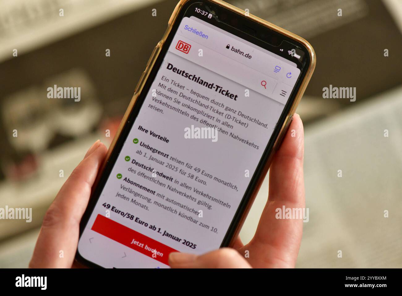  Deutschland-ticket 2024/25 Deutschland-ticket in der Bahn-App buchen Illustration 