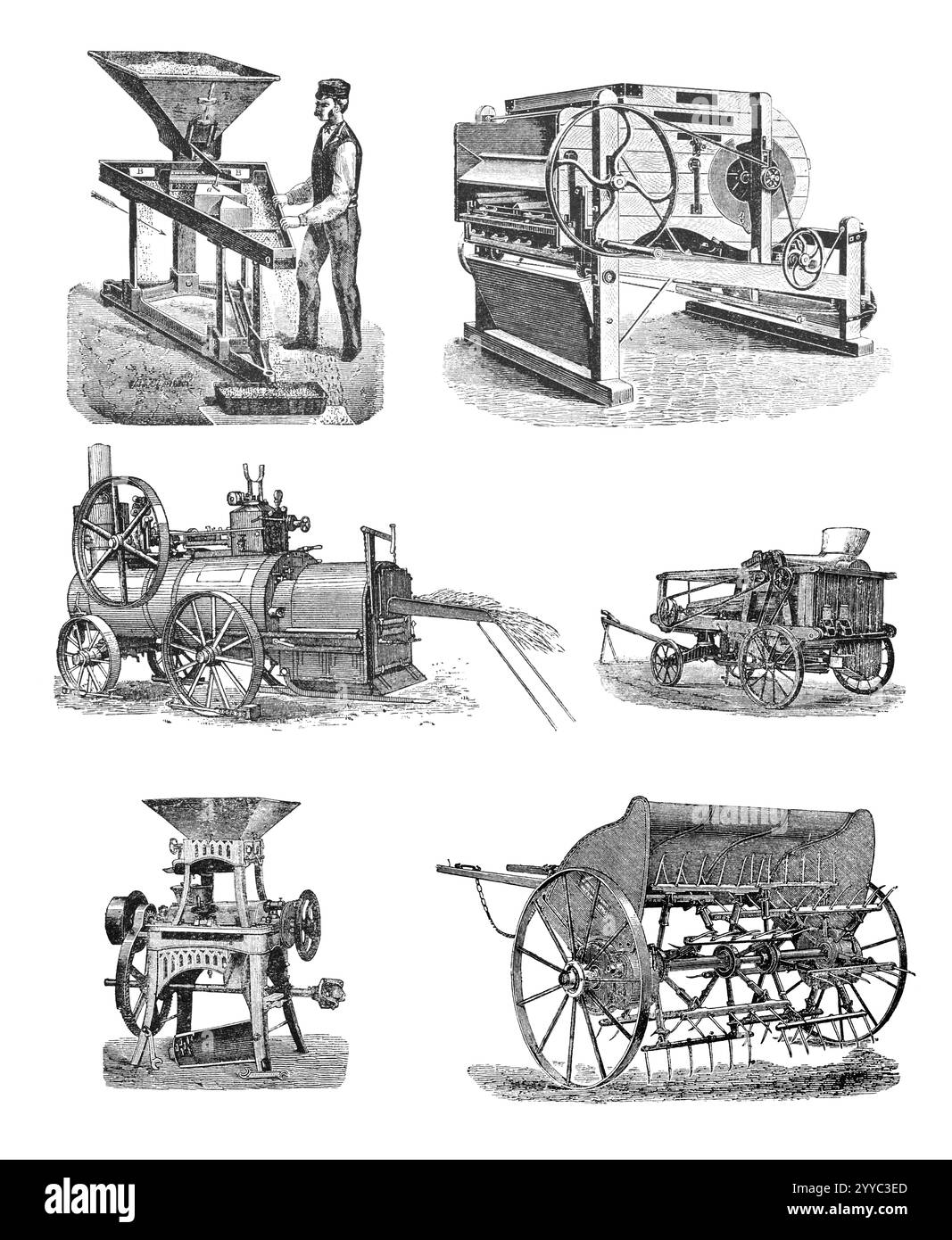 RUSSIE - CIRCA 1897 : gravure de machines agricoles prises à partir d'une impression originale de 'machines agricoles. Atlas', créateur K.K.Veber. Composé Peter Banque D'Images