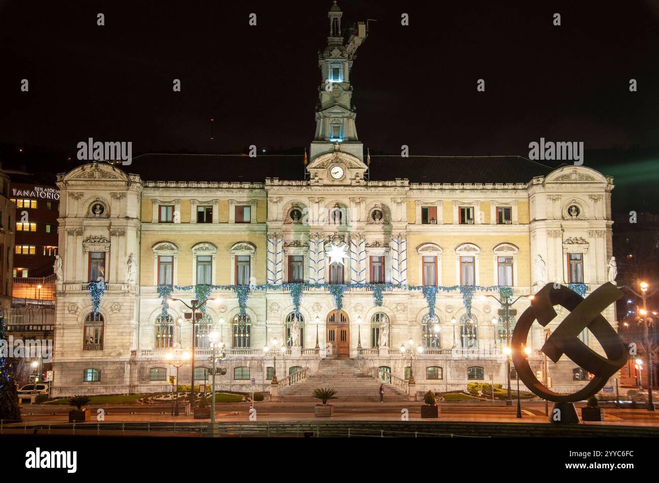 Conseil de Bilbao dans la nuit. Pays Basuqe. Espagne Banque D'Images