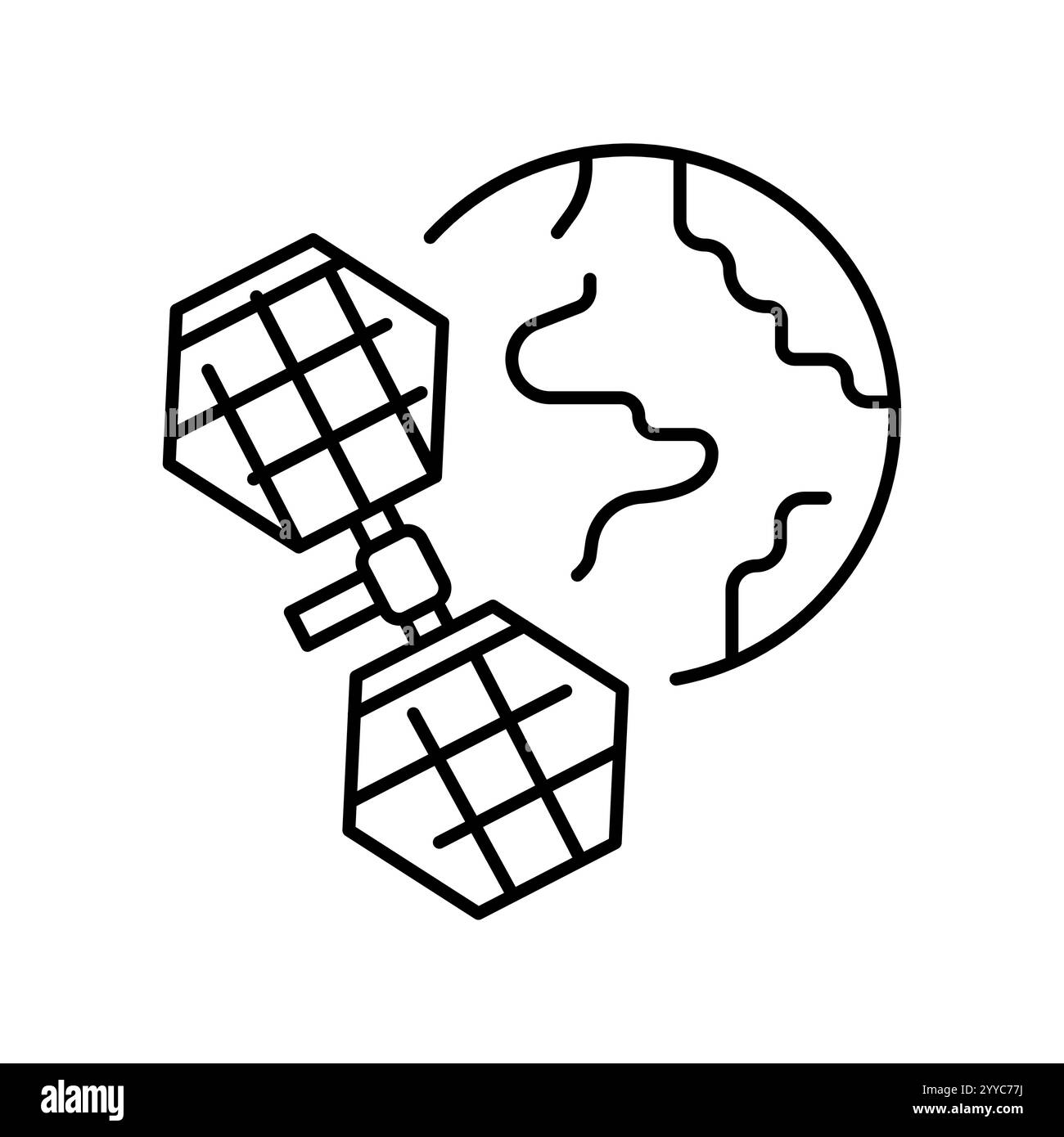 icône de ligne noire de production d'énergie dans l'espace. Elément isolé par vecteur. Contour modifiable. Illustration de Vecteur