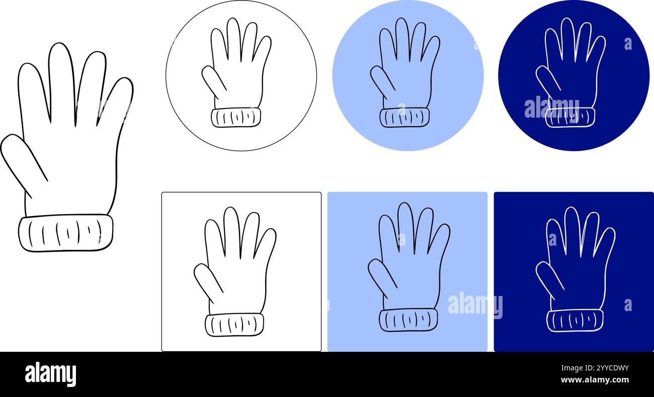 Logo de gants de ligne graphique vectoriel. Illustration des sports d'hiver. Illustration de Vecteur