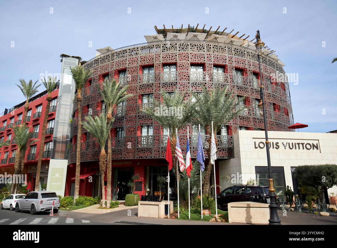 hôtel nobu et magasin louis vuitton dans le quartier haut de gamme de l'hivernage marrakech, maroc Banque D'Images