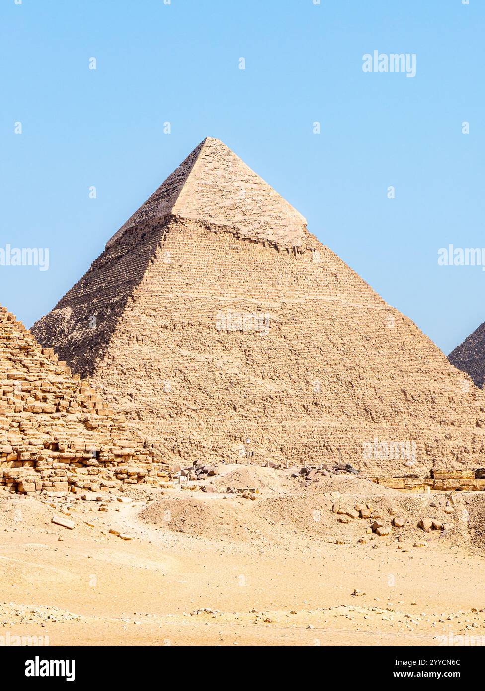 Pyramide de Khafre en Egypte par un après-midi ensoleillé - gros plan Banque D'Images