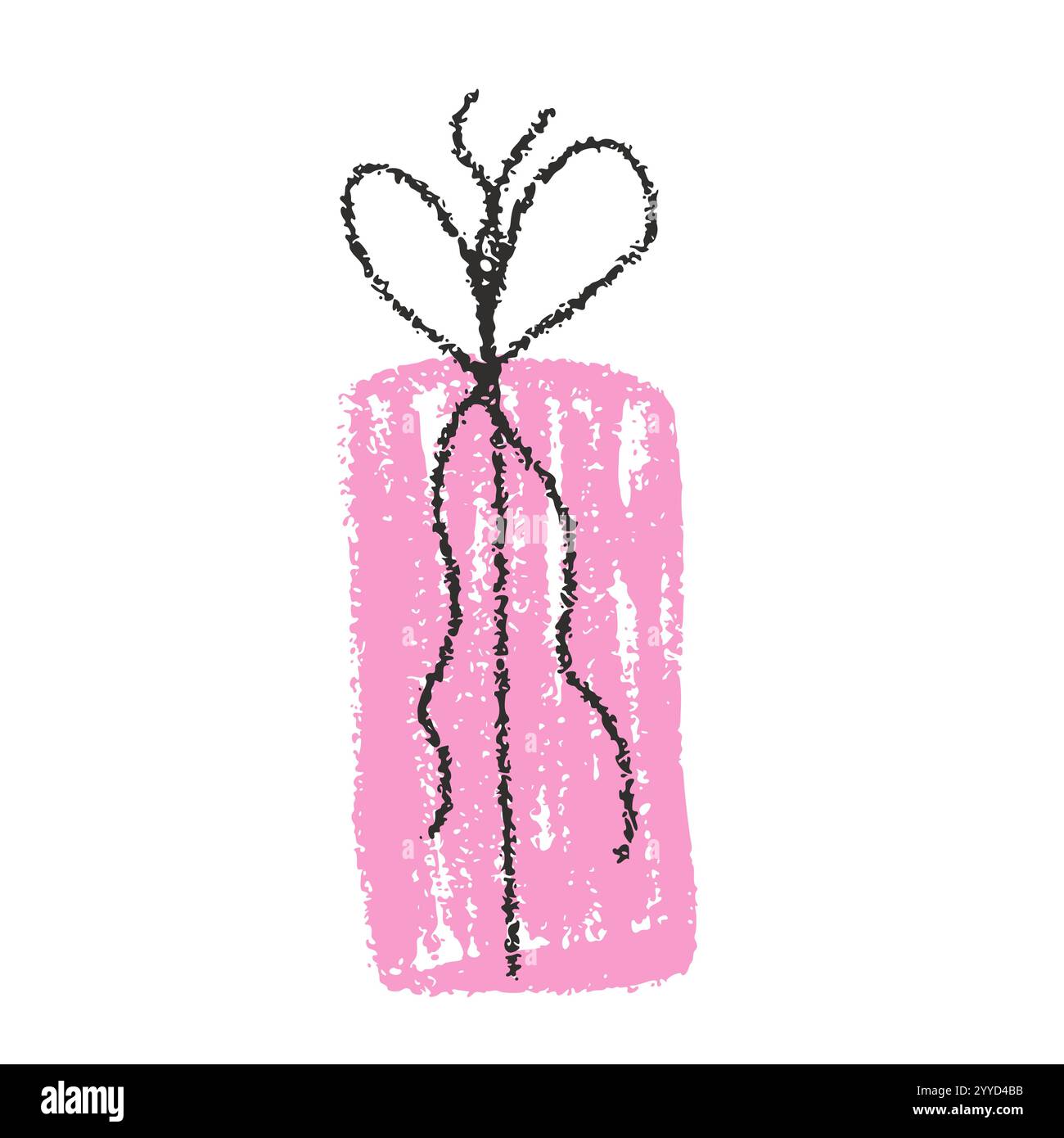 Coffret cadeau crayon. Décoration rose Saint-Valentin. Cadeau style coquette doodle avec noeud en ruban. Illustration vectorielle isolée sur fond blanc Illustration de Vecteur