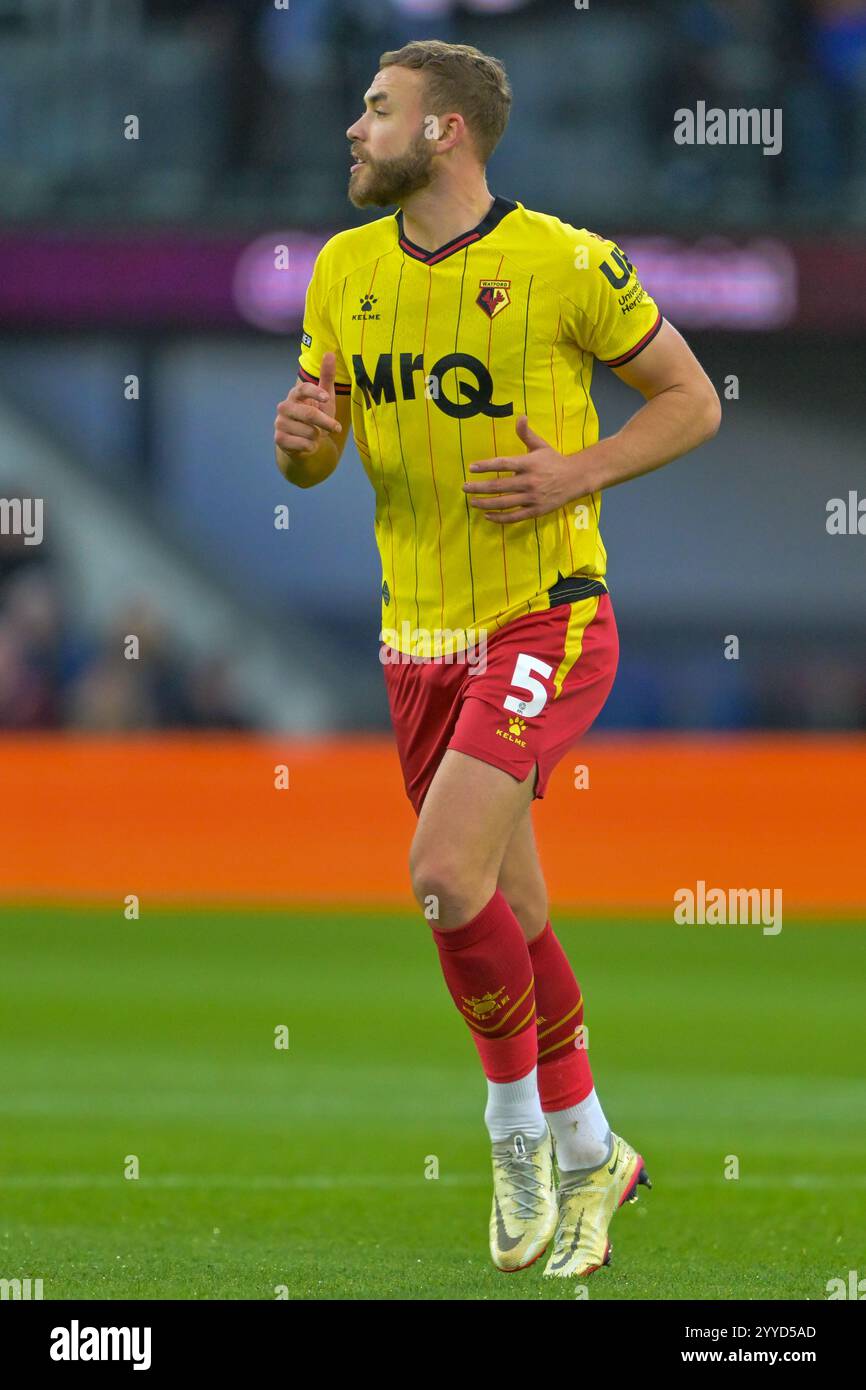 Turf Moor, Burnley, Lancashire, Royaume-Uni. 21 décembre 2024. EFL Championship Football, Burnley versus Watford ; Ryan Porteous de Watford Credit : action plus Sports/Alamy Live News Banque D'Images