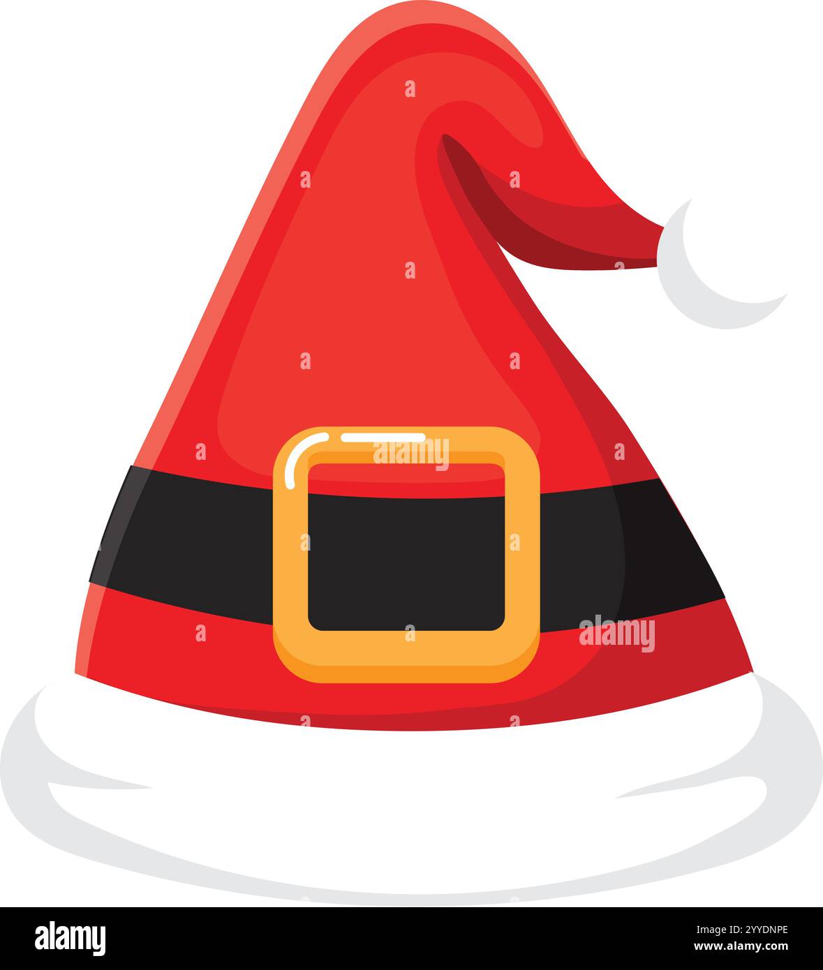Chapeau de Père Noël rouge avec bordure blanche, ceinture noire et boucle dorée, apportant l'esprit festif de Noël avec une touche de charme traditionnel Illustration de Vecteur