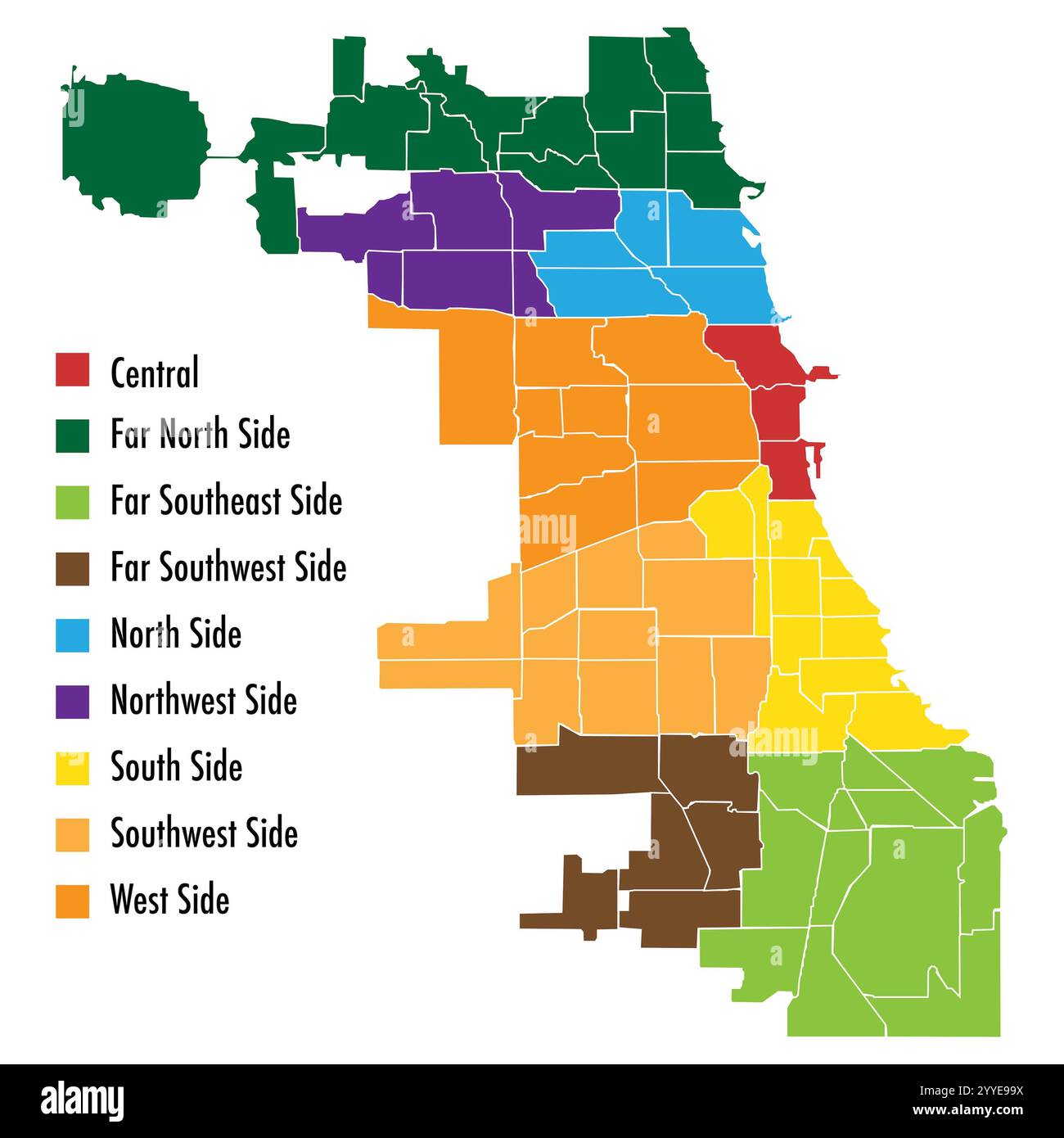 Carte des quartiers de Chicago Banque D'Images