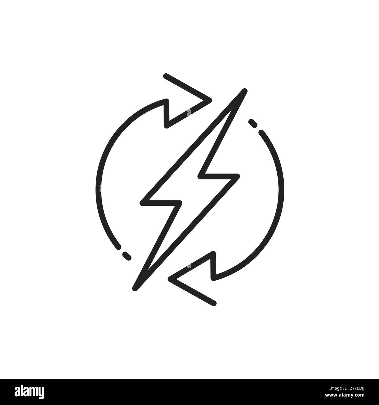 icône de moteur d'alimentation de secours, énergie de batterie d'alimentation automatique, tension de consommation durable, éclair, symbole web de ligne mince sur fond blanc - éditer Illustration de Vecteur