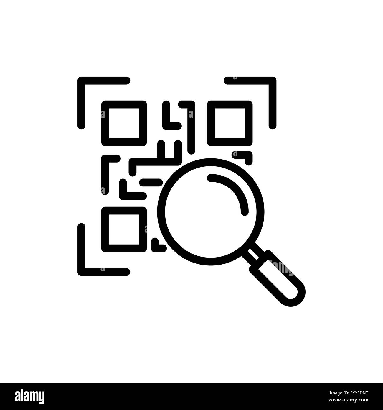 qr code avec icône de loupe, signe de ligne - illustration vectorielle Illustration de Vecteur