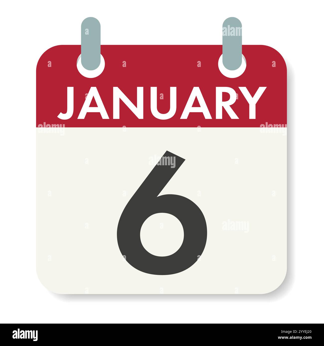 6 janvier. Epiphanie. Feuille de calendrier. Date de congé. Illustration vectorielle isolée sur blanc Illustration de Vecteur