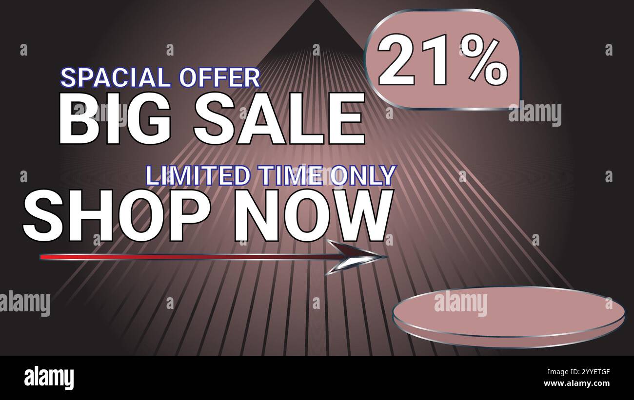 21% offre spéciale grande vente limitée dans le temps seulement boutique maintenant modèle bannière avec le thème de couleur Rosy Brown Illustration de Vecteur