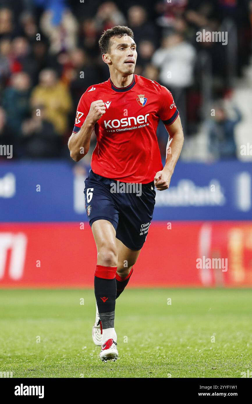 Lucas Torro de CA Osasuna célèbre un but 1-0 lors du championnat espagnol de la Liga match de football entre CA Osasuna et Athletic Club le 21 décembre 2024 au stade El Sadar à Pampelune, Espagne Banque D'Images
