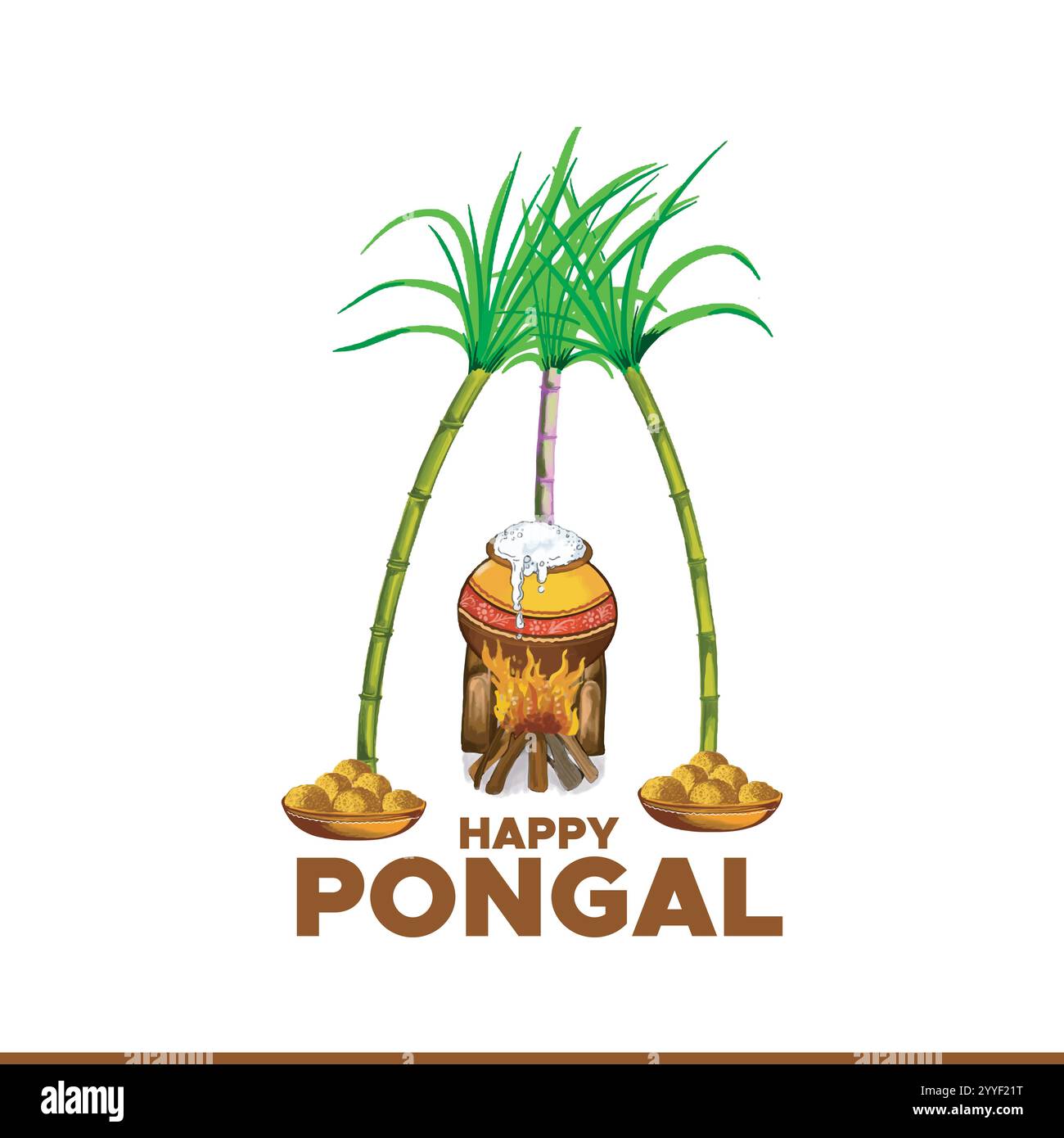 Happy Pongal, festivals indiens Makar Sankranti, Lohri, Pongal et Bohag Bihu illustration vectorielle éditable publications et bannières de médias sociaux Illustration de Vecteur