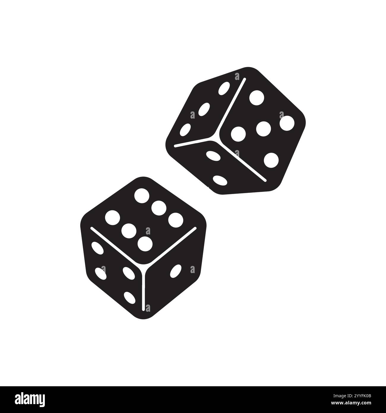 Paire de conception d'icône de logo de dés de casino. Dés de jeu en vol pour le jeu ou l'illustration de signe de jeu, vecteur. Illustration de Vecteur