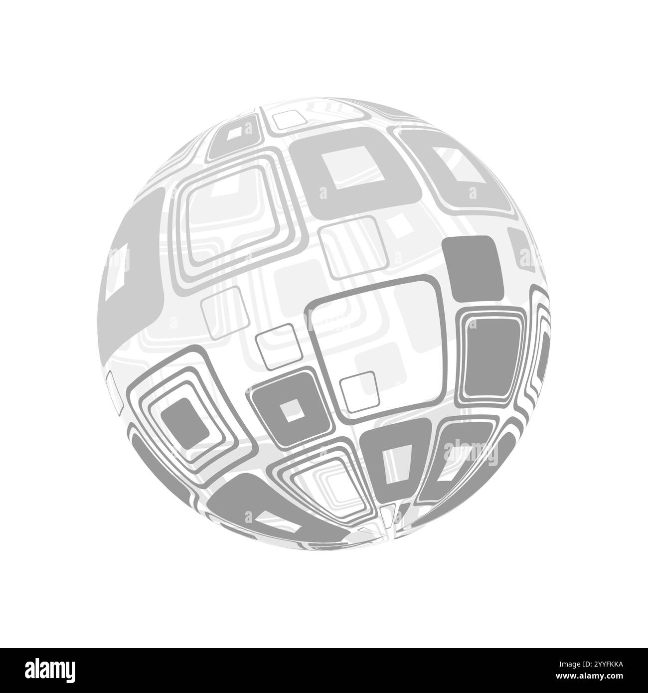 Sphère 3D ronde transparente vide inspirée rétro avec motif carrés gris, conception isolée sur fond blanc Illustration de Vecteur
