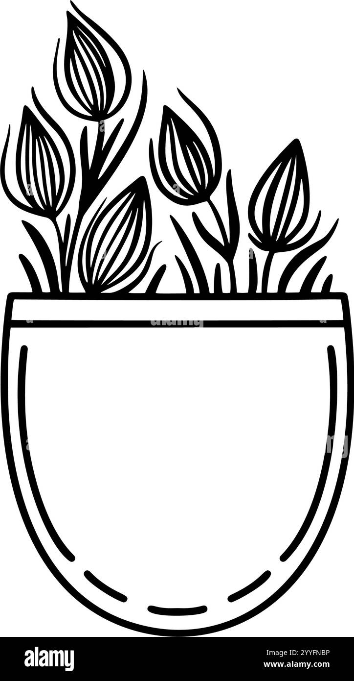 Silhouette vectorielle noire d'une poche remplie de fleurs délicates, fusionnant le design de mode avec des éléments naturels Illustration de Vecteur