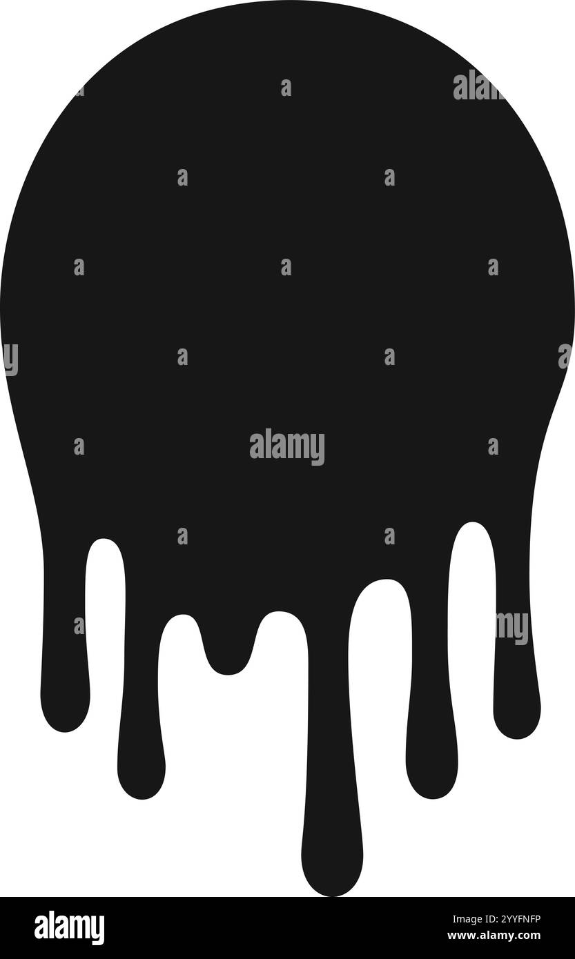 Les courants de peinture noire coulent d'un cercle, créant une image visuellement frappante de fluidité et de mouvement, ressemblant à de l'encre ou de l'huile Illustration de Vecteur