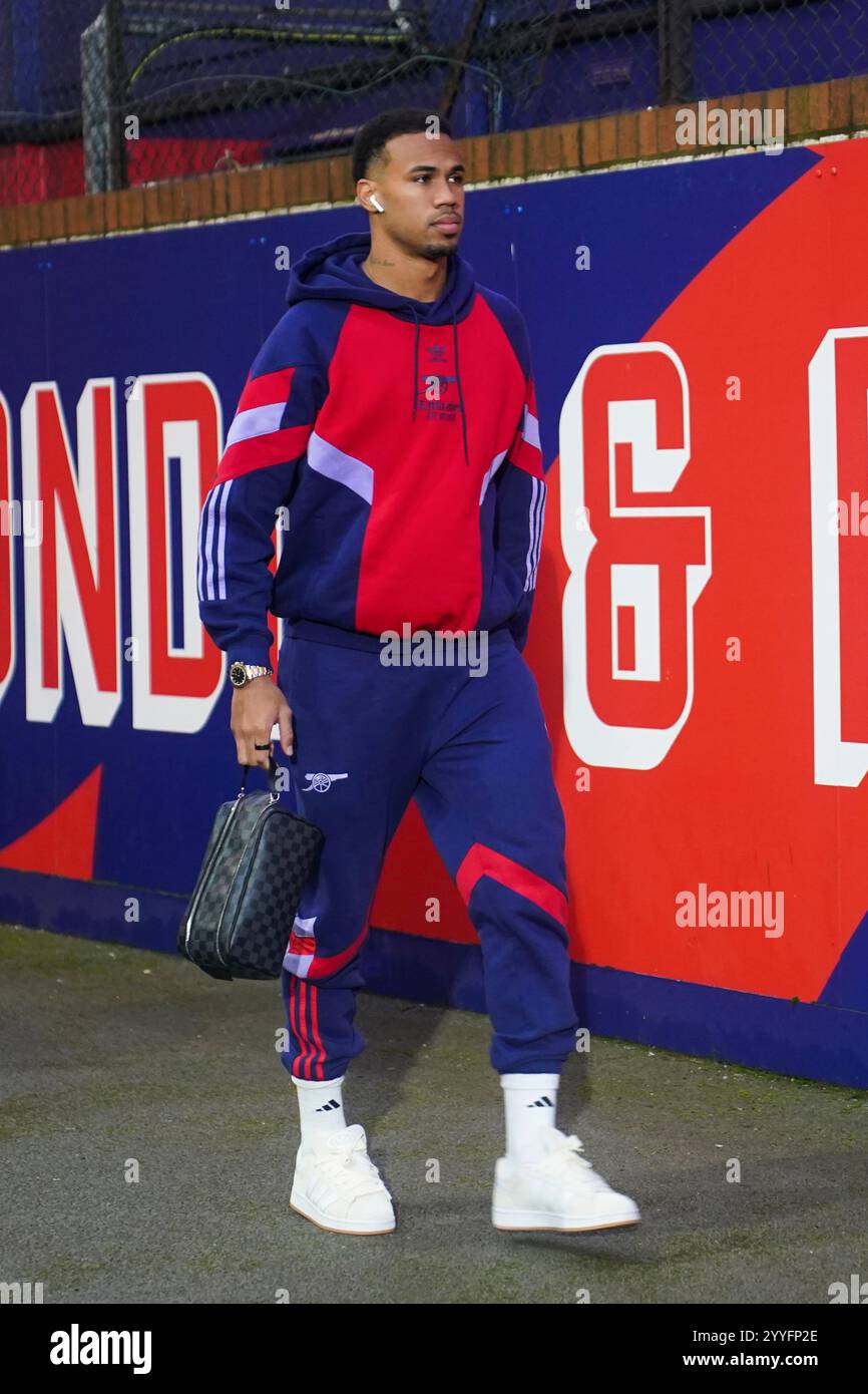 Gabriel d'Arsenal arrive avant le match Crystal Palace FC contre Arsenal FC English premier League à Selhurst Park, Londres, Angleterre, Royaume-Uni le 21 décembre 2024 Banque D'Images