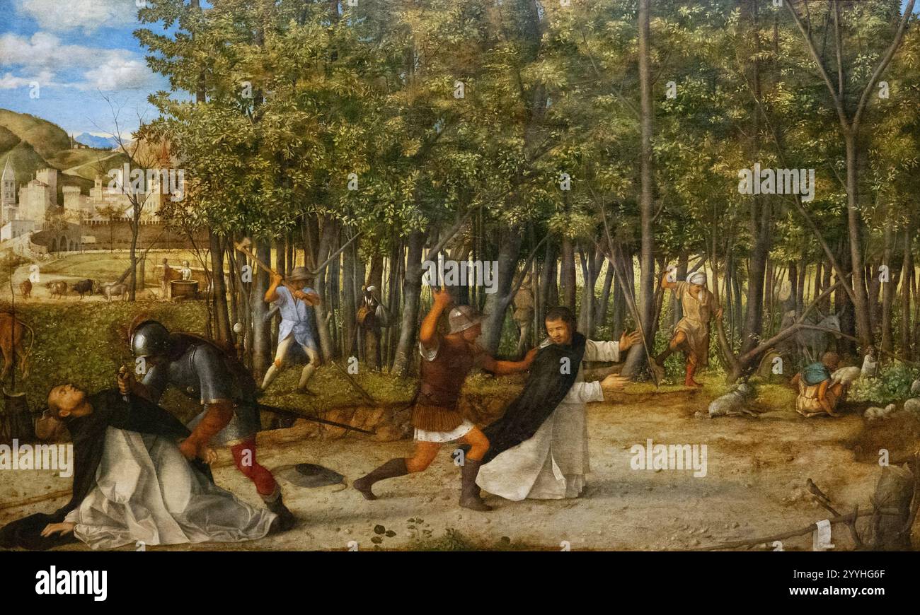 Giovanni Bellini assassinat de Saint Pierre Martyr, 1505 ; peinture Bellini ; peintre de la Renaissance italienne ; XVIe siècle Banque D'Images